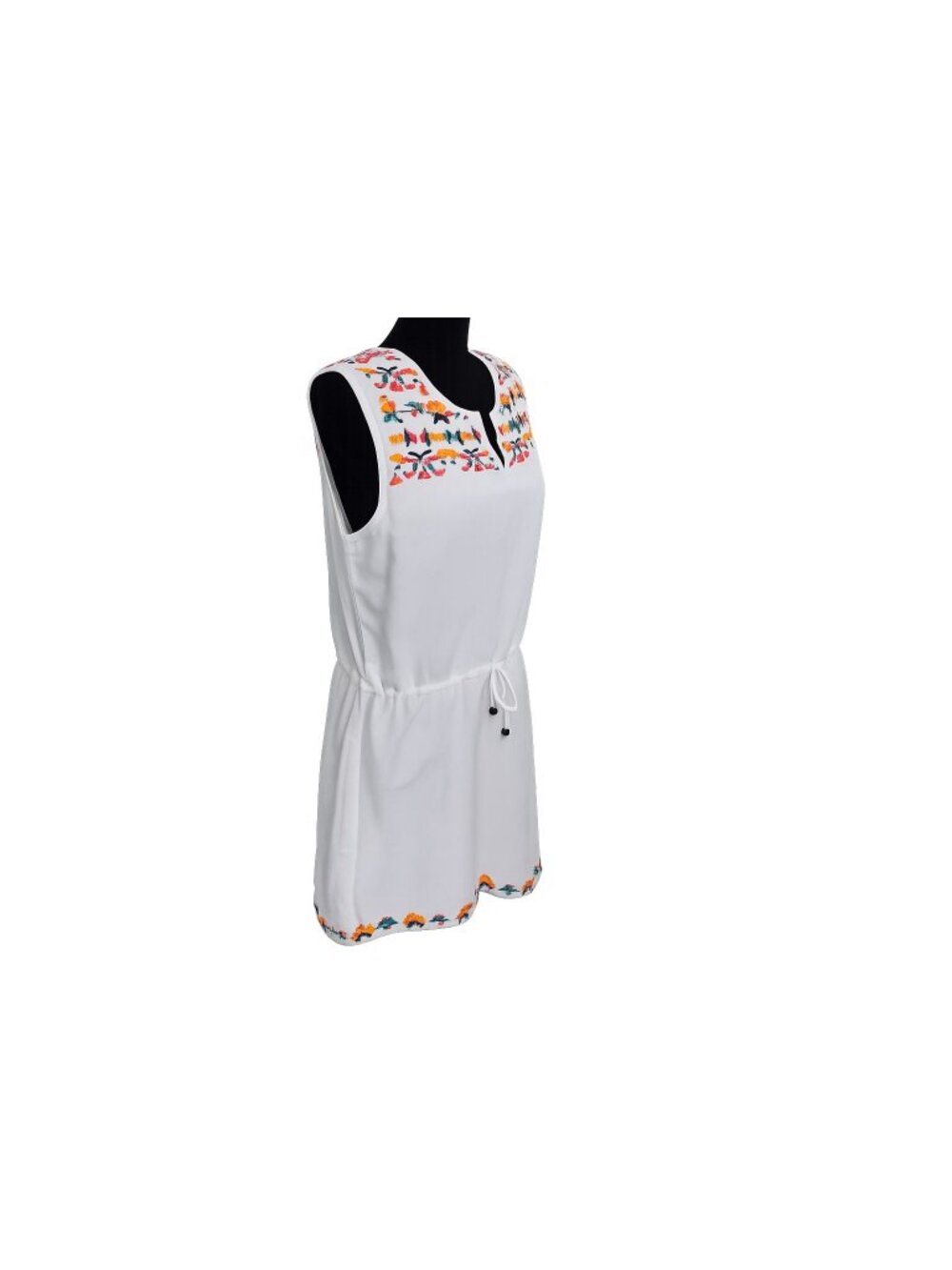 Sand & Spirit Boho Embroidered Mini Dress White Sundress Womens L New - Picture 3 of 10